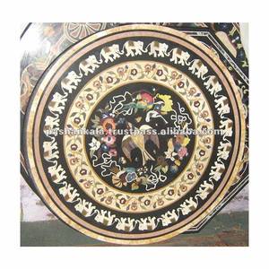 หินอ่อนสีดำฝังห้องรับประทานอาหารตารางด้านบน - Product Image 1