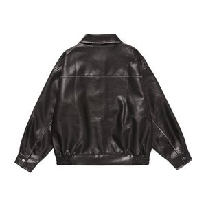 Chaqueta de Cuero Marrón de Alta Calidad con Diseño Nuevo, Chaqueta de Motociclista Retro Americana con Solapa Desgastada, Chaqueta de Cuero PU para Hombre - Product Image 4
