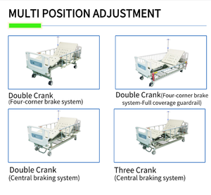 LK B6 Double Crank Manual Bed, Four-corner Brake, Aluminum Folding Guardrail, Home Hospital Use - Product Image 3