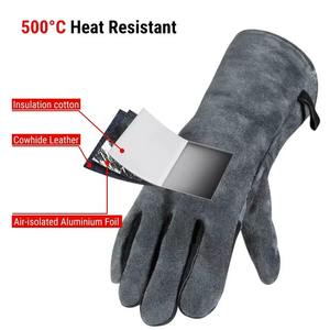 Gants de soudage, vente en gros directe d'usine, gants de sécurité en cuir fendu résistant à la chaleur pour les travaux industriels et lourds - Product Image 5