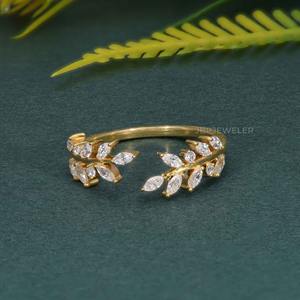 Best Seller IGI Certified Marquise Cut Lab Grown Diamond 14K Solid Gold Vine Open Wedding Band Ring Joyería de mujer al mejor precio - Product Image 3