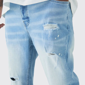 2025 New <b>Men</b> <b>Loose</b> Unisex Straight Wide Leg High Street Washed Solid Color Cotton Autumn Plus Size Denim <b>Trousers</b> Jeans Pants - Product Image 3