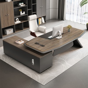 Premium Commercial Wooden Executive <b>Desk</b> Modern L Shaped Office Furniture Set Luxury Boss Table <b>Large</b> Workstation High End - Product Image 3