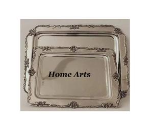 ถาดช็อคโกแลตสีเงินสแตนเลส ชุด 2 ขนาด ถาดเสิร์ฟขนมหวานสำหรับงานปาร์ตี้ - Product Image 1