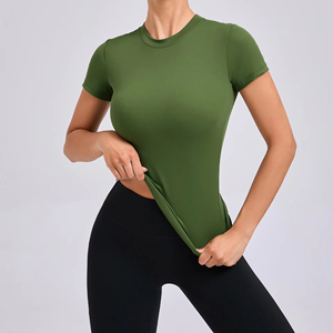 T-shirt à manches longues pour femmes, ensemble de fitness à manches longues, leggings taille haute, survêtements de sport courts, nouvelle collection 2025 - Product Image 2