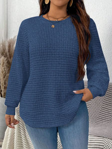 Sweat-shirt personnalisé pour femmes style perlé Sweat-shirt tricoté gaufré de couleur unie tricoté gaufré pour dames - Product Image 6