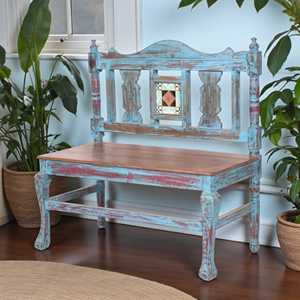 Banco de Madera Maciza de Estilo Vintage, Diseño Rústico y Moderno para Uso en Exteriores, para Patio, Jardín, Parque - Product Image 2