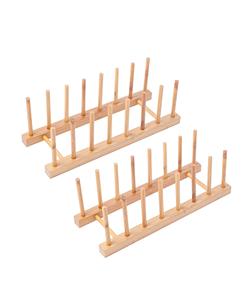 2 packs de porte-assiettes en bois de bambou pour le séchage de la planche à découper et du bol. - Product Image 1