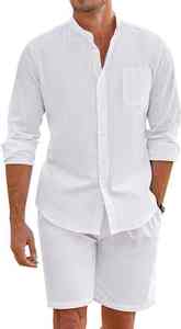<b>Men</b> Summer Breathable 100% Cotton Leisure Sports Suit <b>Short</b> Sleeve <b>T</b>-<b>Shirt</b> <b>and</b> <b>Shorts</b> Running Tracksuits 2-Piece Set - Product Image 6