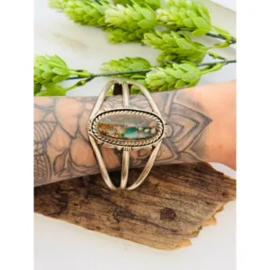 Bracelet manchette unisexe en argent sterling turquoise Eddie Secatero Royston, cadeau - Product Image 2