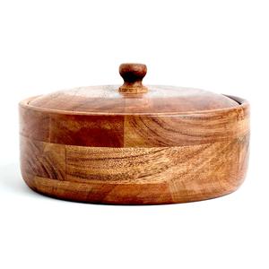 Casserole de luxe faite à la main de la meilleure qualité Pot en bois unique avec couvercle en métal pour la cuisine Stockage des aliments au chaud pour la table de stockage Chapati - Product Image 3