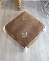 Coussin de sol en soie de Cactus Chic avec glands fait à la main, pouf de Cactus marocain carré Ottoman décoration de maison Style Boho