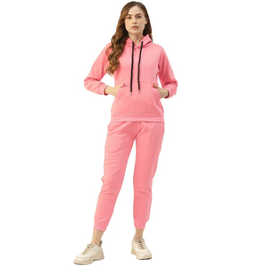 Conjunto Deportivo Informal de Invierno para Mujer, con Logotipo Personalizado, Transpirable, 100% Algodón, Felpa, Talla Grande, Sudadera y Pantalones Deportivos - Product Image 1