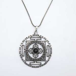 Sri Yantra Black Stone Obsidian 925 Sterling <b>Silver</b> Jewelry Pendant Geometric Necklace Unisex Accessories <b>Rope</b> <b>Chain</b> Exclusive - Product Image 1