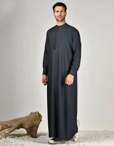 Thobe émirati de luxe noir, Kandura traditionnelle, vêtement arabe pour hommes, Jubba douce et respirante, tenue islamique moderne - Product Image 6