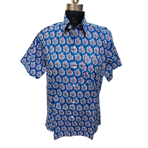 Camisa de Esmoquin Casual para Hombre con Estampado Jaipuri, Talla 6XL, 100% Algodón, Tela Popelina Transpirable, Cuello Cubano y Mandarín - Product Image 1
