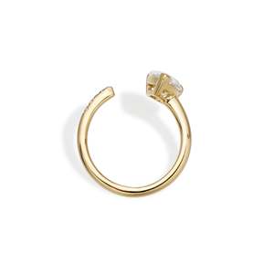 Sleek Pear Cut <b>Diamond</b> Fine Everyday Pinky <b>Ring</b> 1.06 Ct E VS1 Lab Grown <b>Diamond</b> In 14K Yellow Gold Everyday Stacking <b>Ring</b> - Product Image 3