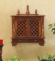 Ahad Handicrafts Pooja Mandir en bois au design moderne avec 1 tiroir et étagère pour la maison Puja Room for Diwali & Wedding Celebrations