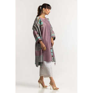 Chemise et dupatta en crêpe orné de motifs, style bohème, teint en fil, pour le printemps/été IPS-24-33 - Product Image 2