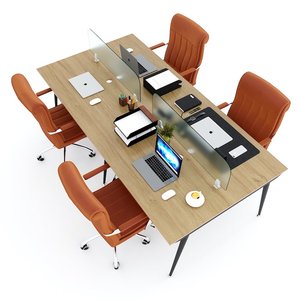 Table de salle à manger moderne minimaliste pour 4 personnes, 240x120cm, plateau en contreplaqué avec pieds en fer HBCO027 - Product Image 3