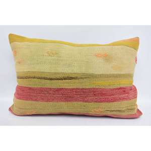 Oreiller en Laine Patchwork Kantha Multicolore 16x24 Pouces Motif Vintage Tissé - Product Image 1