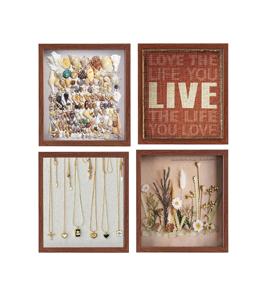 Shadow Box Cadre photo en lin Fond en verre véritable pour souvenirs, scrapbooking, souvenir, 12x12 pouces, paquet de 4, marron - Product Image 2