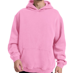 Sudaderas con capucha de algodón 100% de peso pesado personalizadas, Color rosa, desgastado, lavado ácido, diseño bordado, bolsillo económico - Product Image 2