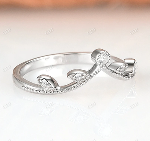Anillo DE BODA curvo Art Deco en anillo de diamante Natural chapado en oro blanco para mujer, joyería elegante para el día a día, anillo para ocasiones especiales - Product Image 3
