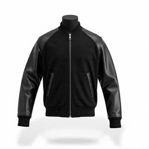 Fabricants de vêtements personnalisés Veste universitaire Letterman à manches en cuir PU pour hommes - Product Image 6