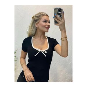 Blusa lavorata a maglia con fiocco da donna - Product Image 5