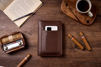 ALBORZ Coupe-cigares en cuir véritable givré personnalisé, fait main, style américain, surface mate, tube de voyage portable de luxe