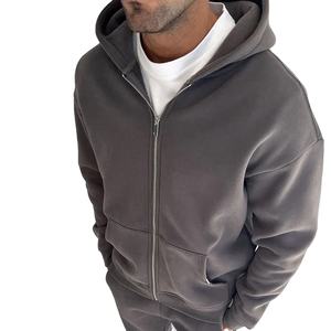 Nouveau sweat à capuche zippé arrivé pour homme Logos imprimés personnalisés 100% sweat à capuche en coton homme Streetwear surdimensionné couleur unie sweats à capuche hommes - Product Image 4