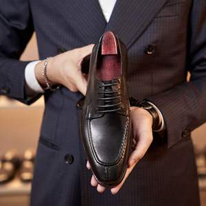 Chaussures en cuir avec insert en maille respirante, talon rembourré et semelle souple, chaussures de mode pour hommes, chaussures décontractées - Product Image 4