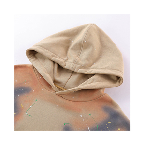 เสื้อฮู้ดสีเบจแบบยูนิเซ็กซ์ พิมพ์ลายสเปรย์ ทรงโอเวอร์ไซส์ ผ้าเฟรนช์เทอร์รี่ สวมใส่สบายๆ สำหรับฤดูใบไม้ร่วง ผลิตจากผ้าฝ้าย 100% กันลม - Product Image 4