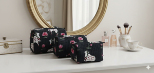 Set of 3 <b>Black</b> Durable Eco-Friendly Water Resistant Cotton Vintage Style <b>Large</b> Case for <b>Bags</b> Zipper Closure-Free Shipping - Product Image 2