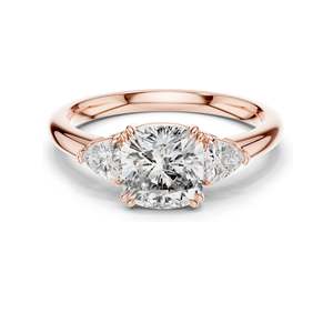 Bague en diamant de laboratoire taille coussin et taille triligne 2,09 CT VVSVS EF CVD Or 18K, 14K, 10K et Argent 925 Or rose, Or jaune, Or blanc - Product Image 3