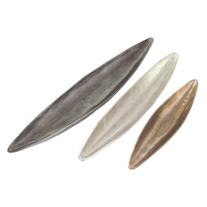 Plateau à vaisselle en aluminium Centres de table pour table de mariage Plateaux de service en métal texturé Plateaux argentés en forme de bateau en 3 couleurs - Product Image 1