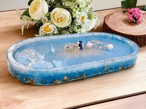 Resin <b>Decorative</b> Tray in Multiple Colors Cosmetic Organizer Home <b>Decor</b> Oval Resin Tray Vanity Tray High Quality - Product Image 2