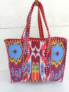 Sac fourre-tout en coton matelassé fait à la main pour femmes sac fourre-tout d'hiver et d'été sac à bandoulière matelassé imprimé de blocs faits à la main - Product Image 2