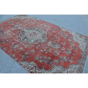 6.1x10.2 ft Vintage Rug, Rug, <b>Red</b> Floral Rug <b>Wool</b> - Product Image 4