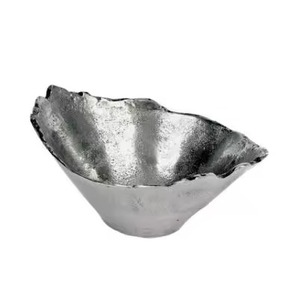 Premium Silver Decorative <b>Metal</b> <b>Bowl</b> With Hammered Texture And Leaf Feet Adds Grace To Home Decoration - Product Image 6