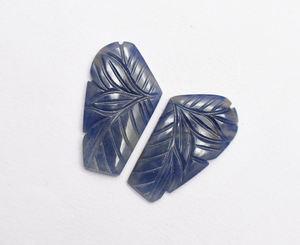 Pares de tallas de zafiro azul natural elegante de 27,10 CTS, talla de mariposa para pendientes, piedra preciosa suelta de zafiro azul Vintage - Product Image 6