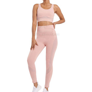 Conjunto de Yoga para Mujer, Ropa Deportiva para Gimnasio, Talla Personalizada, Diseño Sólido con Logotipo Frontal, 2 Piezas, Transpirable y Ecológico - Product Image 1