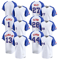 Jersey Baseball Custom Unisex Atlanta City Connect 2025 Putih Bordir Logo Seragam Ukuran Besar Lengan Pendek