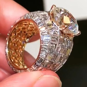 14K Wit Gouden Ring Redelijke Prijs Echte Vvs Diamant Luxe Vvs Moissanite Diamanten Ring Hiphop Smaragd Geslepen Diamanten Ring