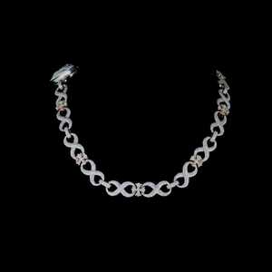 Collar de Moissanita con Diseño Infinito y Eslabones Florales, Engaste Pavé, Plata de Ley 925, Cadena de Eslabones Estilo Hip Hop, Collar para Bodas - Product Image 1