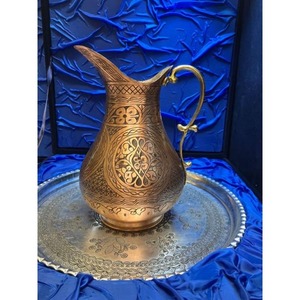 Pichet en cuivre pur de grande capacité pour servir de l'eau aux invités lors de cérémonies traditionnelles indiennes, réunions de famille festives - Product Image 1