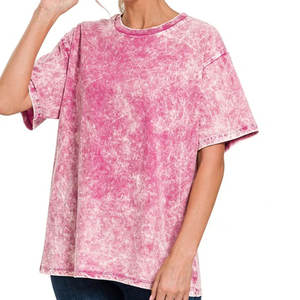 T-shirts en coton respirant à séchage rapide de haute qualité sur mesure nouveau design OEM femmes T-shirt lavé à l'acide avec des couleurs personnalisées - Product Image 1