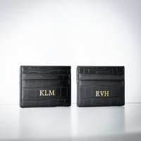 Porte-cartes de luxe pour femme en cuir véritable style anglais, minimaliste, avec motif crocodile embossé par transfert thermique