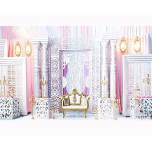 Decoración de escenario de boda moderna de Bollywood Configuración de escenario de boda de Hollywood magnífica etapa de tema de boda Blanco Asiático - Product Image 1